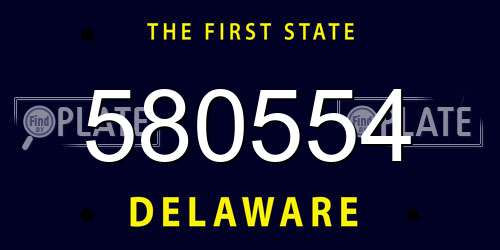 580554 Delaware License Plate