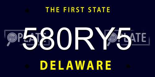 580RY5 Delaware License Plate