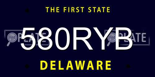 580RYB Delaware License Plate