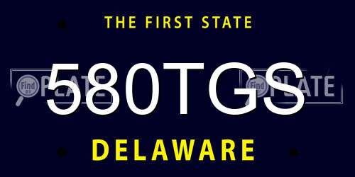 580TGS Delaware License Plate