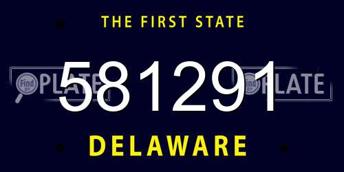 581291 Delaware License Plate