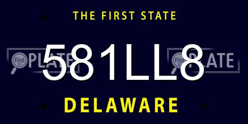 581LL8 Delaware License Plate