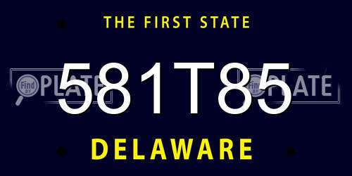 581T85 Delaware License Plate