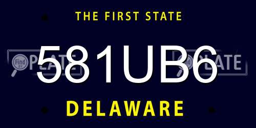581UB6 Delaware License Plate