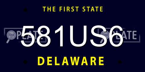 581US6 Delaware License Plate