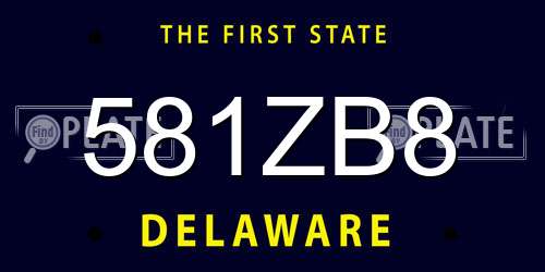 581ZB8 Delaware License Plate