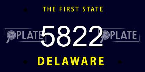 5822 Delaware License Plate