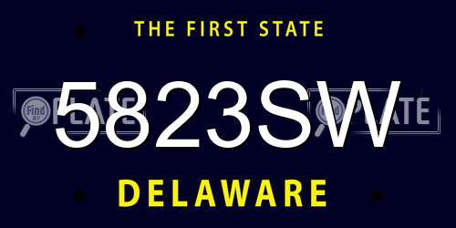 5823SW Delaware License Plate
