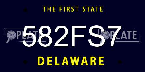 582FS7 Delaware License Plate