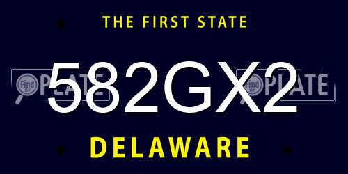 582GX2 Delaware License Plate