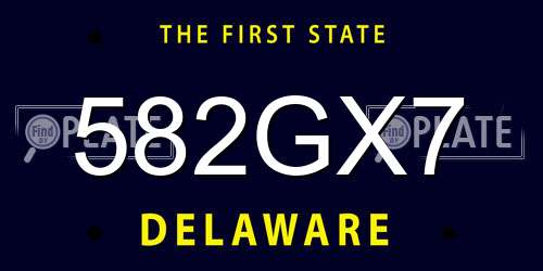 582GX7 Delaware License Plate