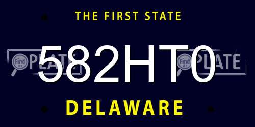 582HT0 Delaware License Plate