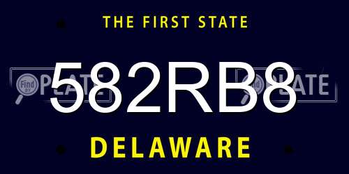 582RB8 Delaware License Plate