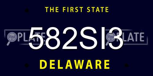 582SI3 Delaware License Plate