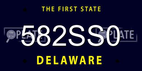 582SS0 Delaware License Plate