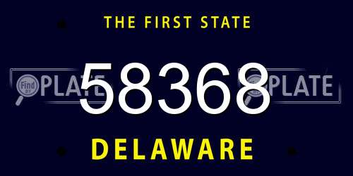 58368 Delaware License Plate