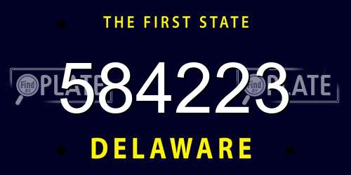 584223 Delaware License Plate