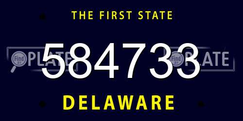 584733 Delaware License Plate