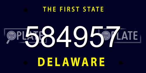 584957 Delaware License Plate