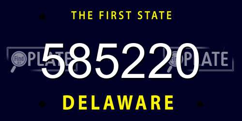 585220 Delaware License Plate