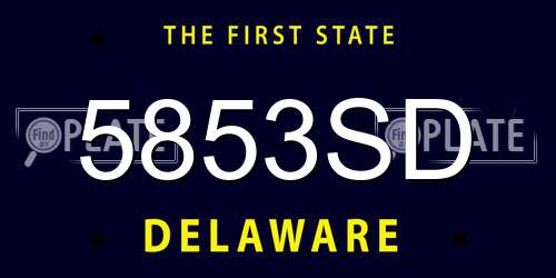 5853SD Delaware License Plate