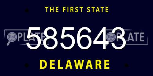 585643 Delaware License Plate