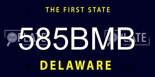 585BMB Delaware License Plate