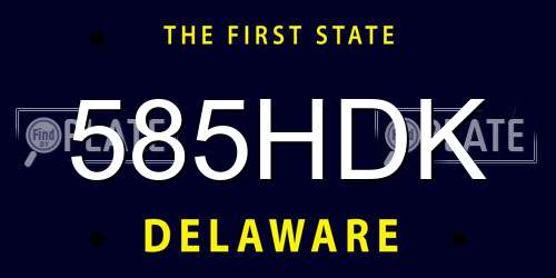 585HDK Delaware License Plate