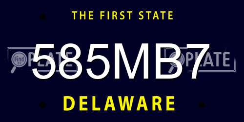 585MB7 Delaware License Plate