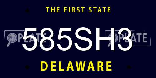 585SH3 Delaware License Plate