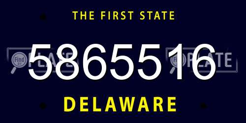 5865516 Delaware License Plate