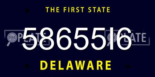 58655I6 Delaware License Plate