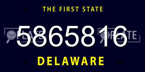 5865816 Delaware License Plate