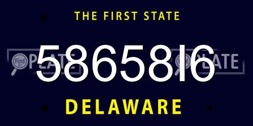 58658I6 Delaware License Plate