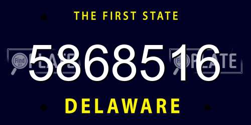 5868516 Delaware License Plate