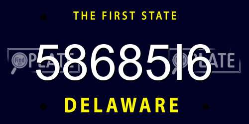 58685I6 Delaware License Plate