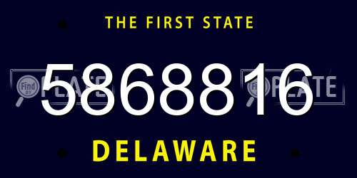 5868816 Delaware License Plate