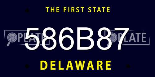 586B87 Delaware License Plate