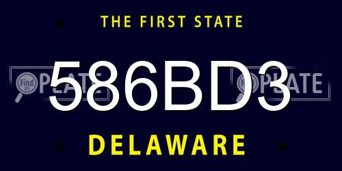 586BD3 Delaware License Plate