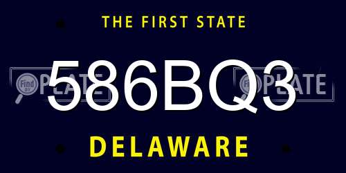 586BQ3 Delaware License Plate