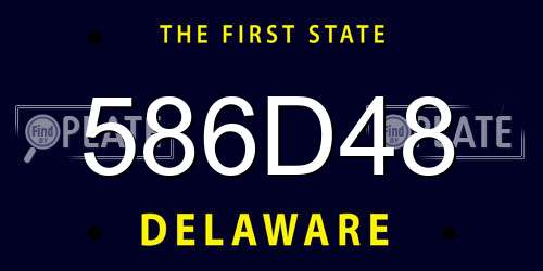 586D48 Delaware License Plate