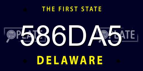 586DA5 Delaware License Plate