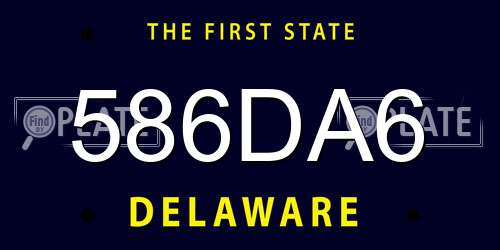 586DA6 Delaware License Plate