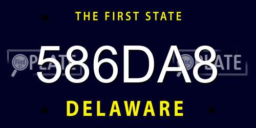 586DA8 Delaware License Plate