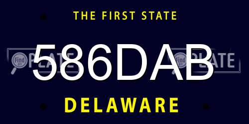 586DAB Delaware License Plate