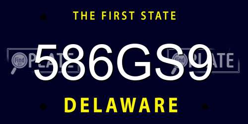 586GS9 Delaware License Plate