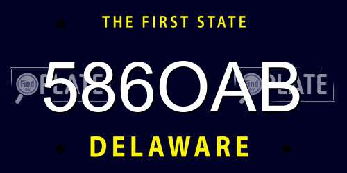 586OAB Delaware License Plate