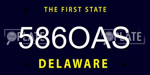 586OAS Delaware License Plate