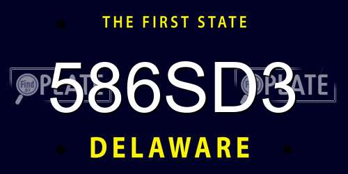 586SD3 Delaware License Plate