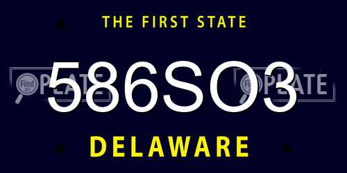 586SO3 Delaware License Plate